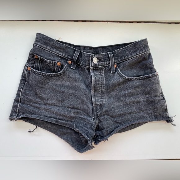 Levi’s black 501 cutoff shorts. - Picture 1 of 4
